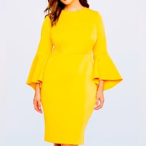 Eloquii Flare Sleeve Dress Marigold